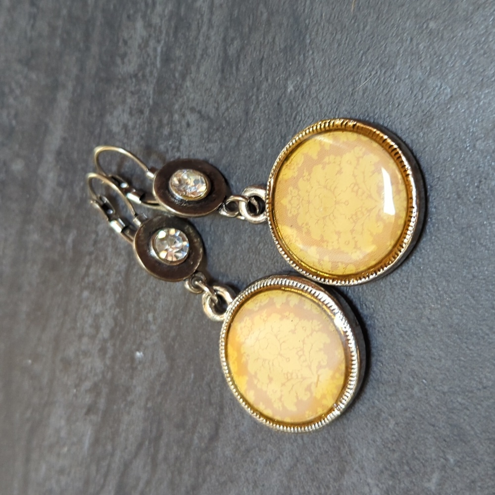 Silver enamel inlay earrings NWOT